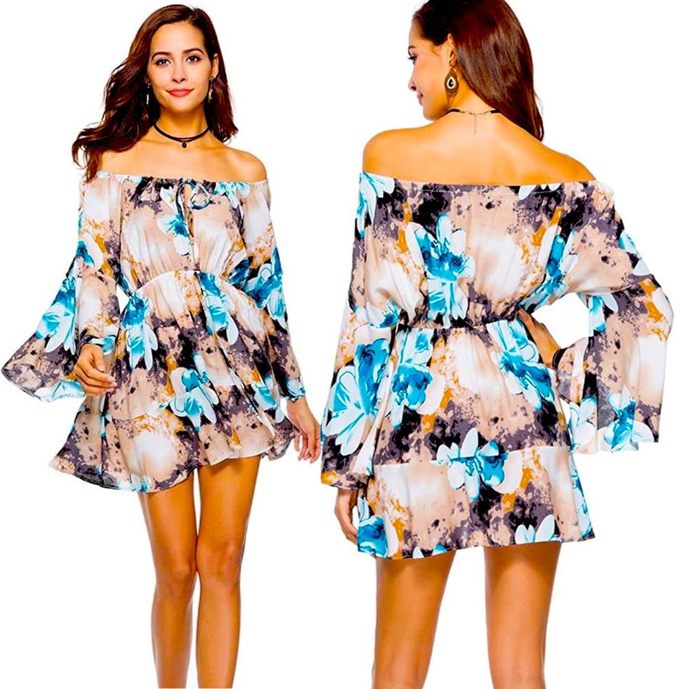 Off Shoulder Bohemian floral Dress